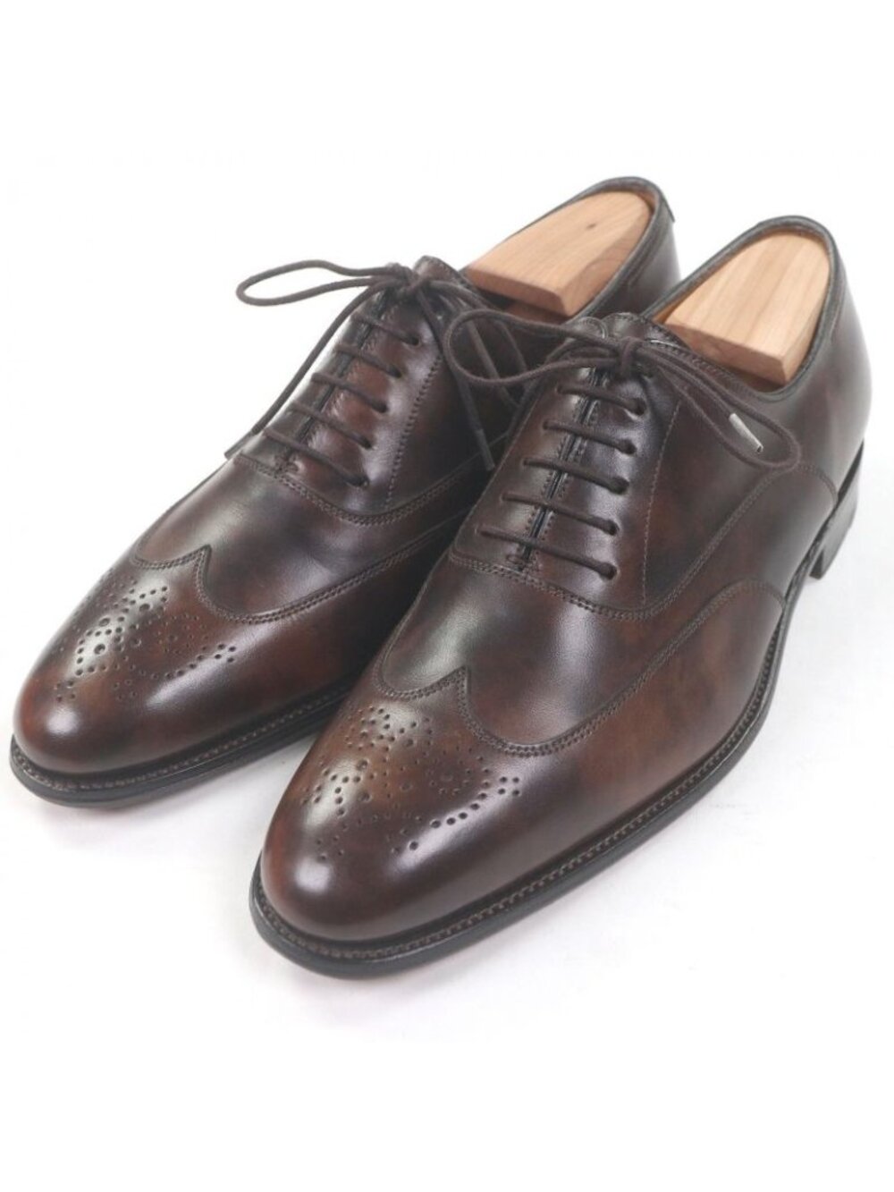 ★SOLD★ Hermes John Lobb Museum Calf Leather Wingtip Medallion Dress Shoes Brown - Picture 1 of 10